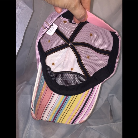 Cute Striped Ball Cap w Netted Shell & Power Patch - Picture 3 of 4